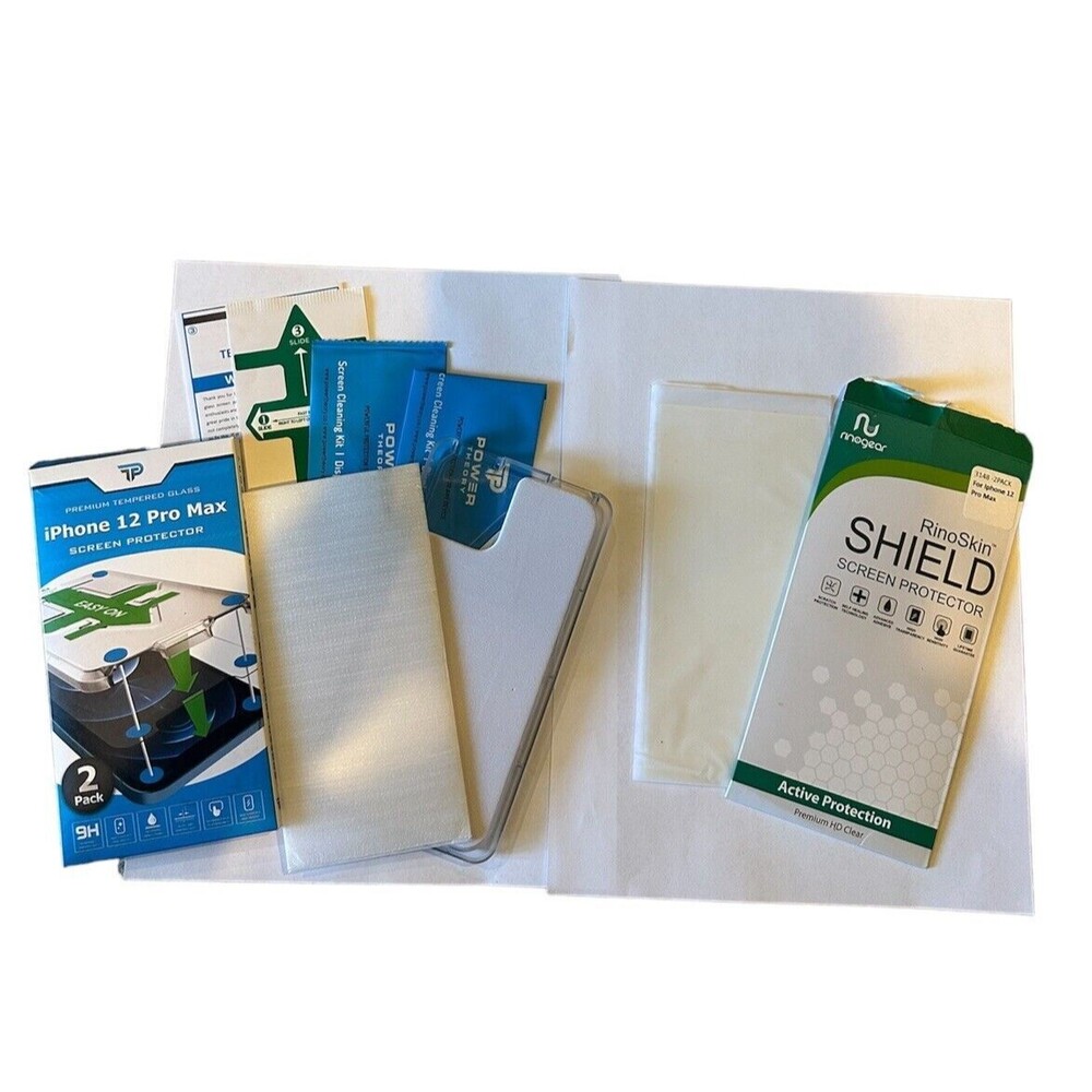 RinoGear & Power Theory Screen Protectors for Iphone 12 Pro Max 2 Protectors